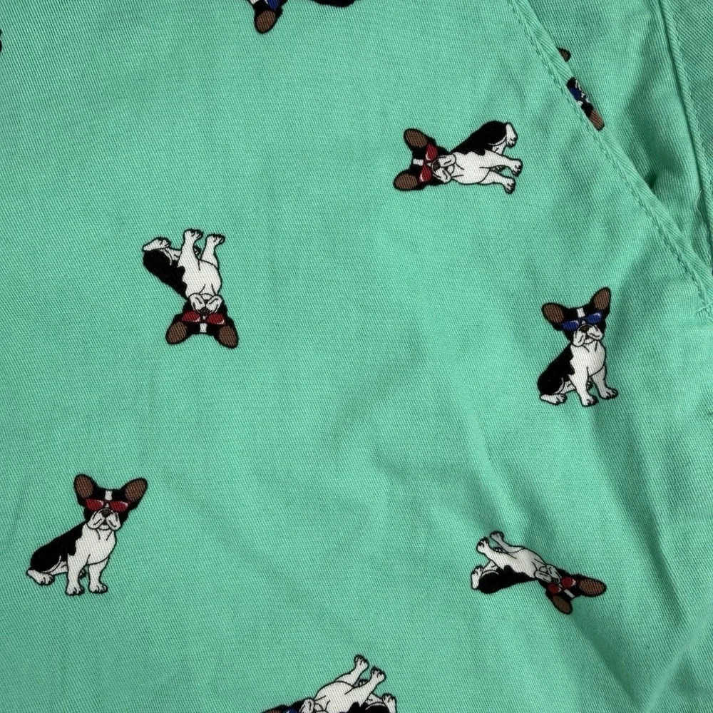 Plugg Men's Flex Waist‎ Teal Chinos Shorts Size 32  Boston Terrier Dog Summer